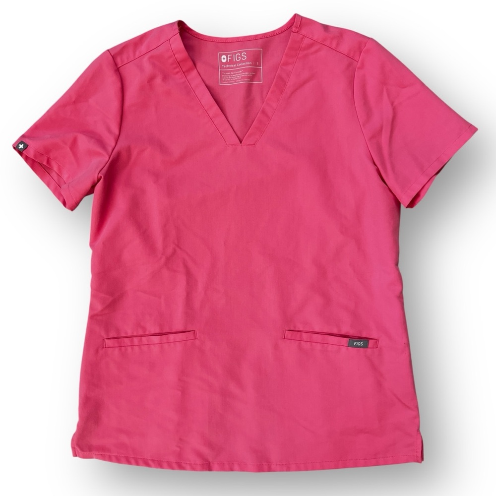Figs Neon Pink Casma Scrub Top